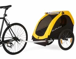 Burley Bee Double Kinderanhänger -E-Bikes Verkäufe burley bee gelb am fahrrad