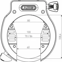 Abus Amparo 4650SL NR Black OE, Rahmenschloss -E-Bikes Verkäufe technical drawing 4650 s sl tif 3